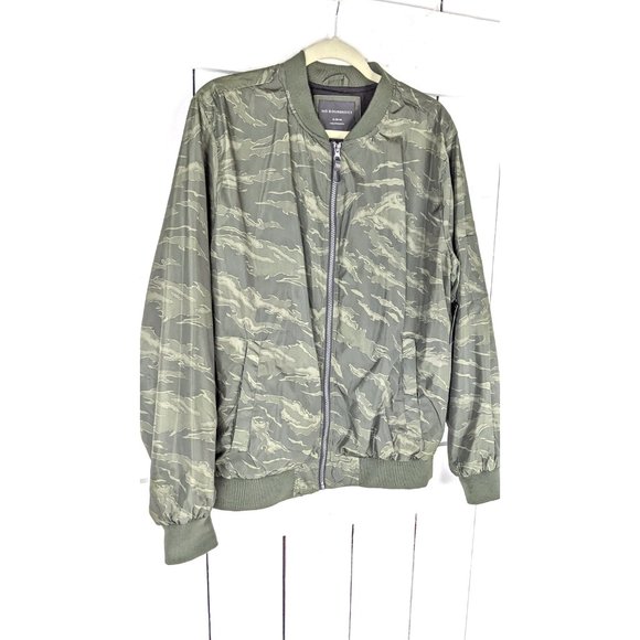 Army green camo camouflage satin bomber jacket - Picture 3 of 6